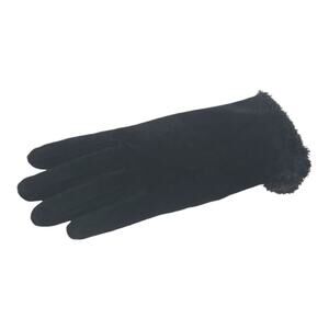 Black Genuine Suede Leather Faux Fur Lined Womens Gloves like NEW Size Large